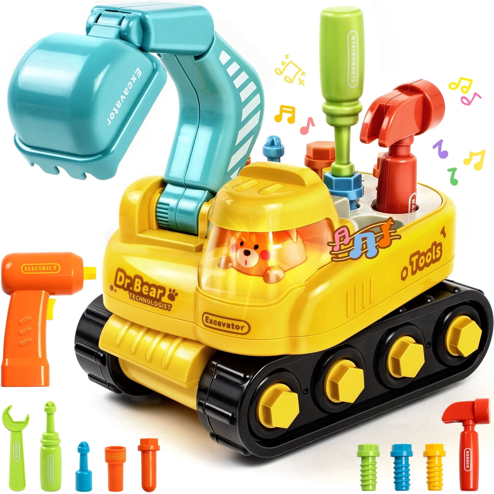 Marstone Take Apart Excavator Toy for Toddlers 18 Months+, Construction ...