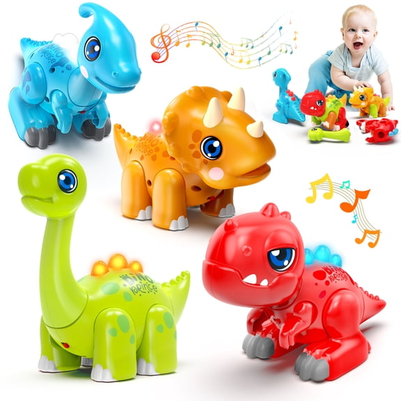 Marstone Toddler Dinosaur Toys for 1 Year Old Boys Girls, Dino Toys Building Kit with Light & Roars Sound, STEM Educational Toy, Birthday Gift for Toddlers