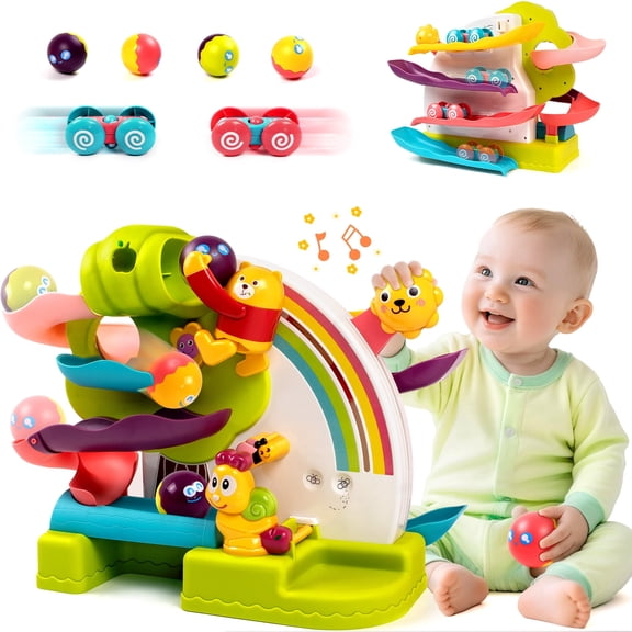 Marstone Toddler Toy for 1 Year Old Boy Gifts: 2-in-1 Ball Drop and Car Ramp Race Track, Educational Activity for 1 2 3 Year Old Boys Girls, 1st Birthday Baby Musical Toys for Cause Effect Learning