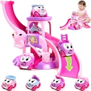 Marstone Toddler Toys for 1 2 Year Old Boys and Girls Gifts Educational Elephant Slide with 4 Animal Cars Toys for Baby 12-18 Months Birthday Present