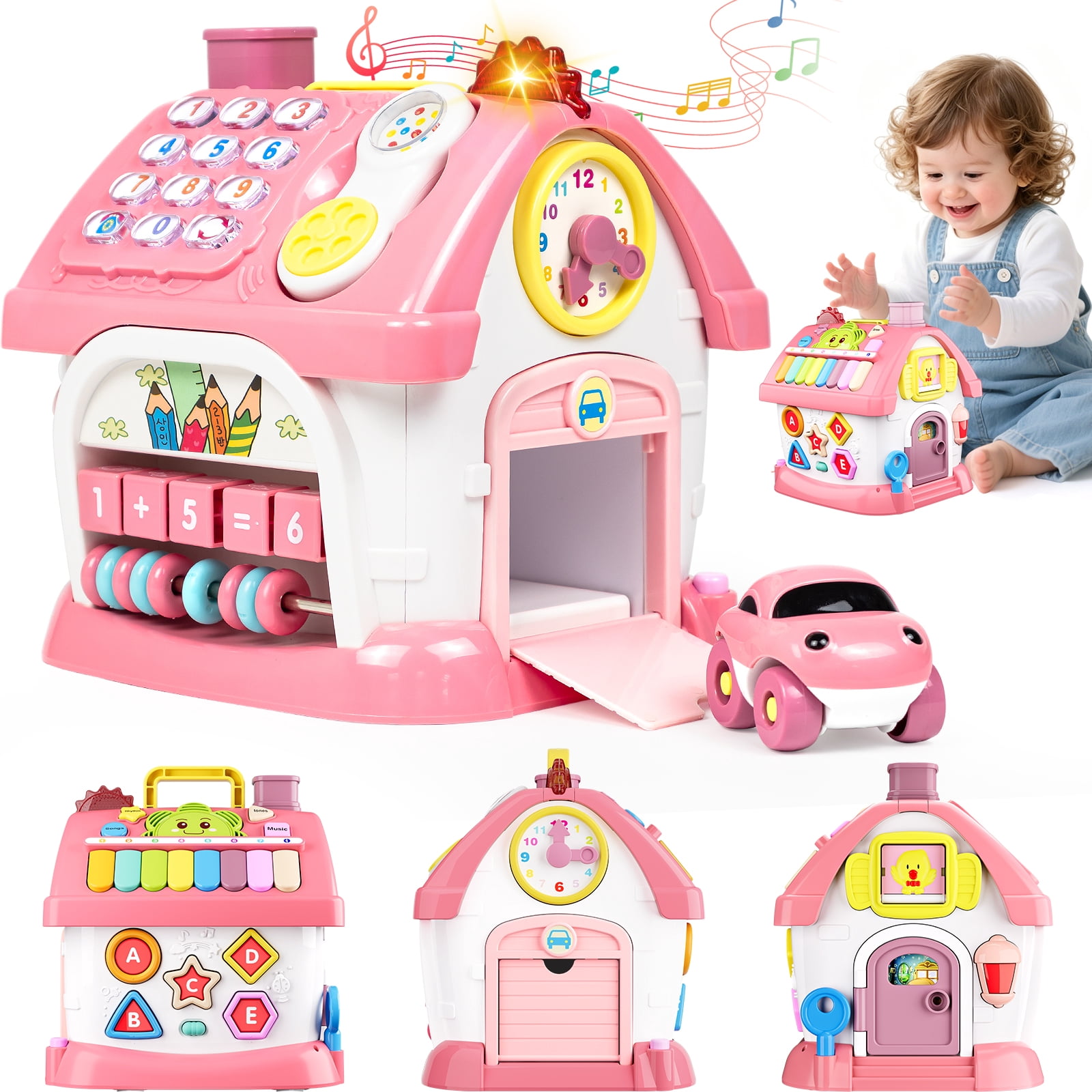 Marstone Toys for 1+ Year Old Girl Gifts, 8-in-1 Montessori Toddler Toys House with Learning and Playing, Christmas and Birthday Gifts for Kids Aged 1-2