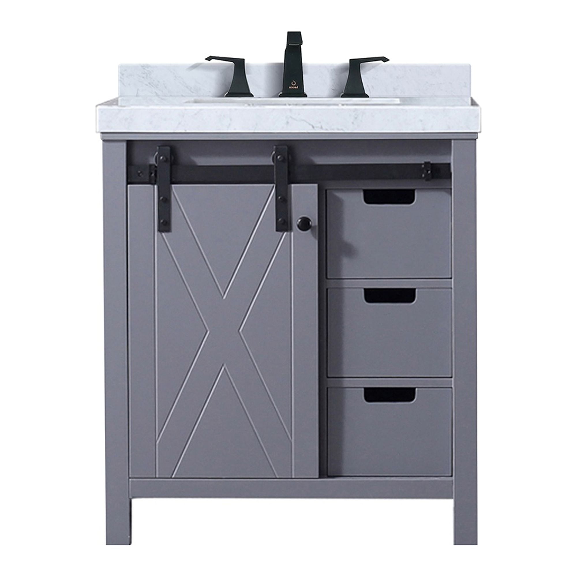 Marsyas 30 in W x 22 in D Dark Grey Bath Vanity, Carrara Marble ...