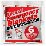 Mart Cobra Emergency Blankets x6 - Mylar Thermal Space Blanket for Survival Gear, Solar Camping Shelter, Emergency Kit & Supplies - Foil Survival Blanket for Outdoors