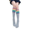 thumbnail image 1 of Mart Womens Socks Classic No Show Socks 1Pair Thigh High Socks Over Knee Rainbow Stripe Girls Football Socks Gray Socks Running Low Cut, 1 of 3