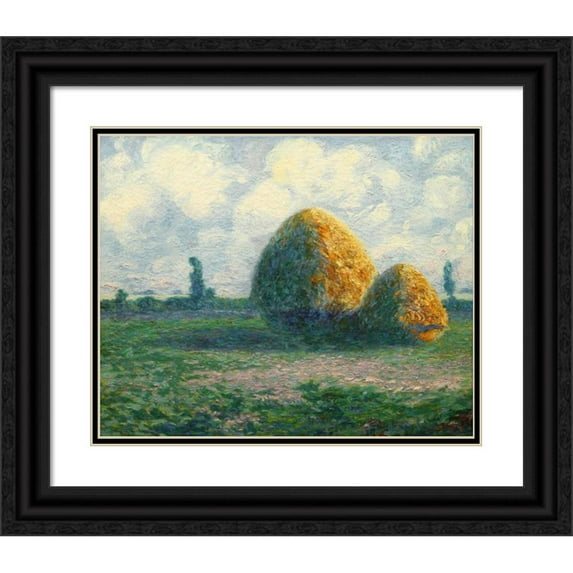 Martín Malharro 14x12 Black Ornate Wood Framed Double Matted Museum Art Print Titled: Las Parvas (La Pampa Today) (1885 - 1911)