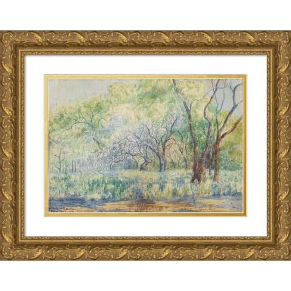 Martín Malharro 24x18 Gold Ornate Framed and Double Matted Museum Art Print Titled - Landscape (1907)