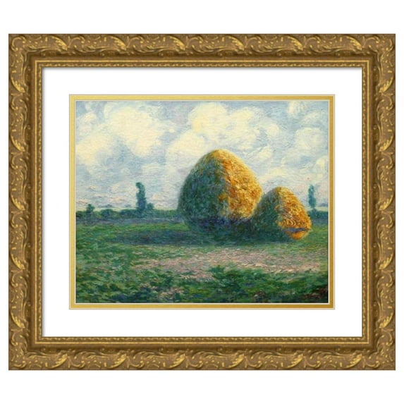 Martín Malharro 24x20 Gold Ornate Framed and Double Matted Museum Art Print Titled - Las Parvas (La Pampa Today) (1885 - 1911)