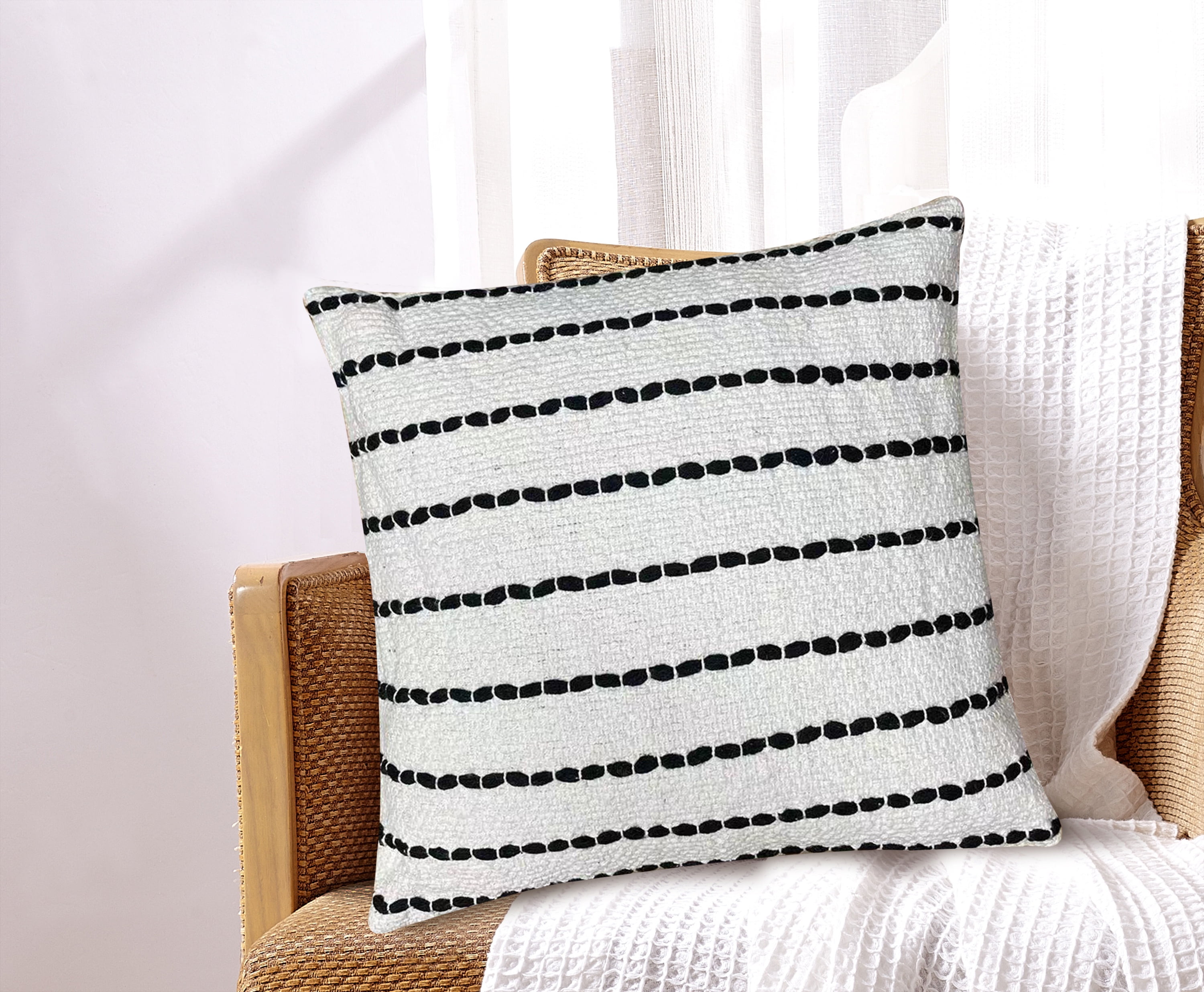 Marta Cotton Decorative Throw Pillow 18x18" Beige 1 pack