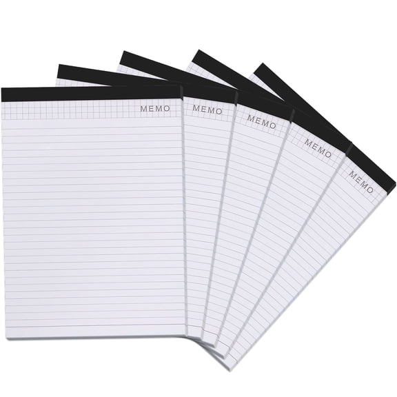 Marte Vanci 5-Pack A4 Lined Notepad , 80 Pages Wide Ruled Memo Pad for Office & Daily Use