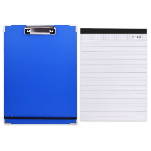 Marte Vanci A4 Clipboard with Legal Pad, Durable Hardboard Clip Board with Lined Notepad, Portable Writing Board for Office, Blue