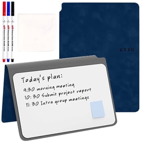 Marte Vanci A5 Berlin Blue Portable White Board, Reusable Whiteboard Notebook, PU Leather Cover Portable Dry Erase Journal for Home, Office