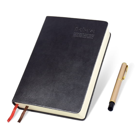 Marte Vanci A5 Black PU Leather Hardcover Notebook, 720 Lined Pages, Journal Diary for Writing, Journaling & Travel Use