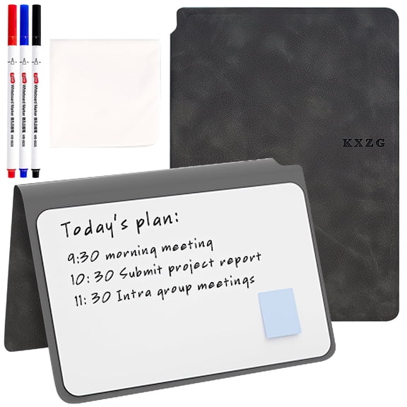 Marte Vanci A5 Black Portable White Board, Reusable Whiteboard Notebook, PU Leather Cover Portable Dry Erase Journal for Home, Office