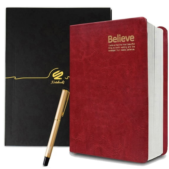 Marte Vanci A5 Classic Vintage Soft Faux Leather 360 Sheets Double Side Lined Paper Notebook Journal for Fountain Pen Writting Great Gift for Anniversary/Birthday/Christmas/Holiday