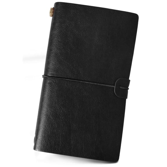 Marte Vanci A6 Black Leather Binder Notebook, Reusable Refillable Journal Travel Diary for Writing & Drawing