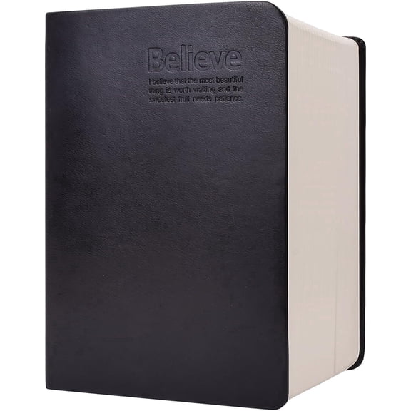 Marte Vanci B6 Black PU Leather Hardcover College Ruled Notebook, 720 Lined Pages for Writing Work & Journaling