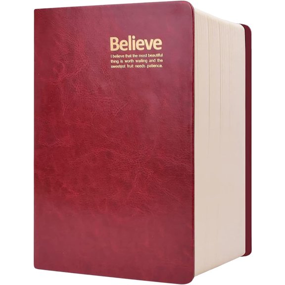 Marte Vanci Red PU Leather Hardcover Lined Notebook, 720 Pages B6 Soft Cover College Ruled Notebook for Writing, Work & Journaling