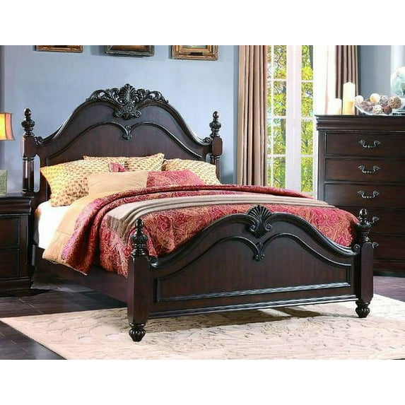 Martel Poster Queen Bed in Dark Cherry Finish