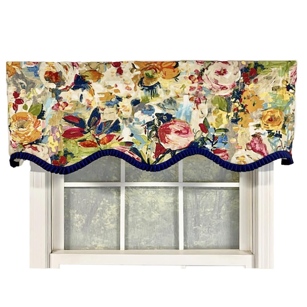 Multicolor Floral Scalloped Rod Pocket Valance