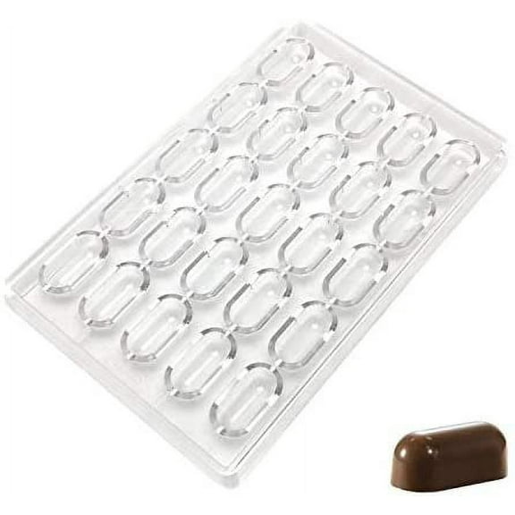 Martellato MA1016 Pill Contemporary Clear Polycarbonate Candy Mold Chocolate Praline Mould with 25 Cavities, Each 40.5mm x 18mm x 16 mm High