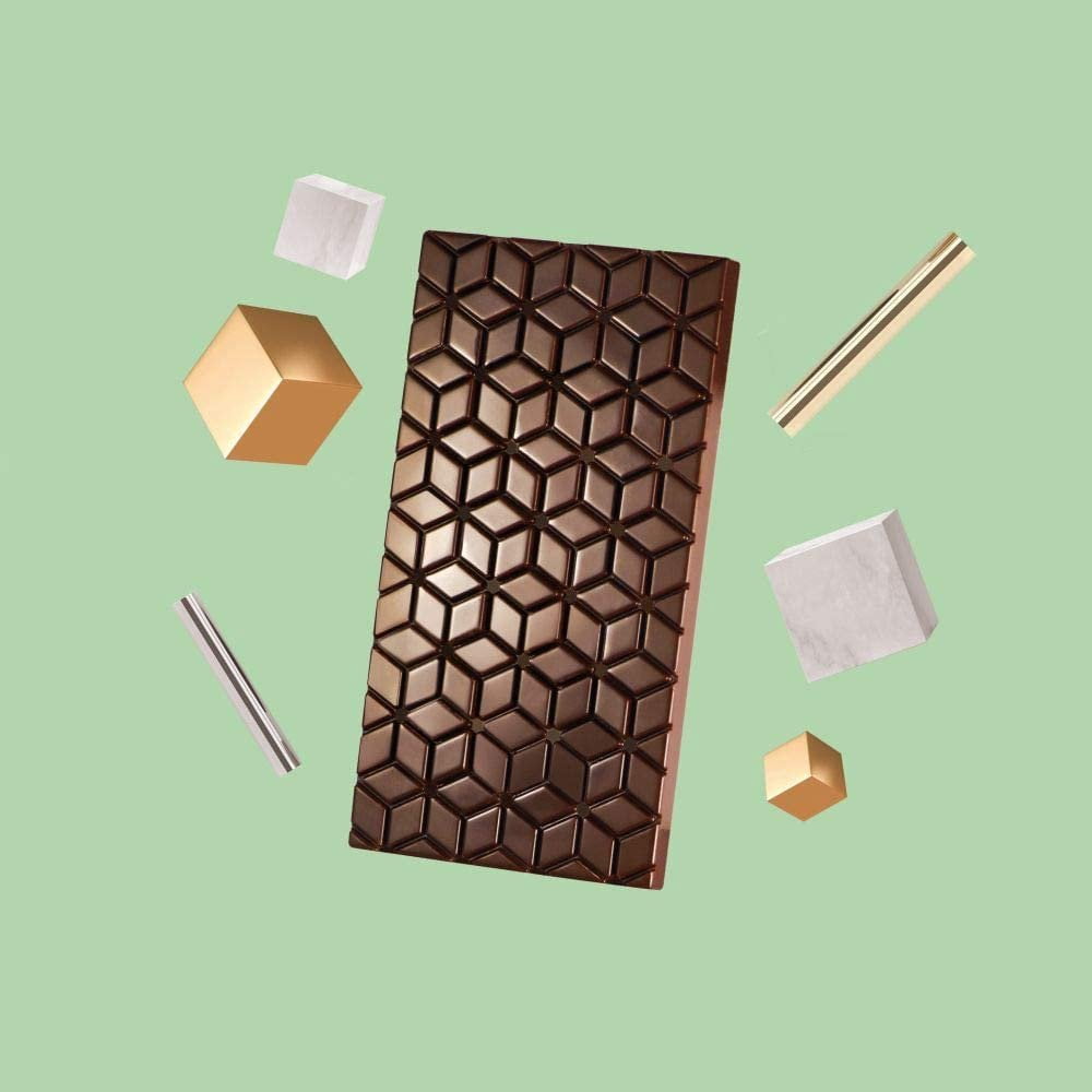 Robebeee 3-Well Rectangle Cube Chocolate Mold - Polycarbonate Mold With Round Or Square Pattern For Candy, Ice Cubes & DIY Baking