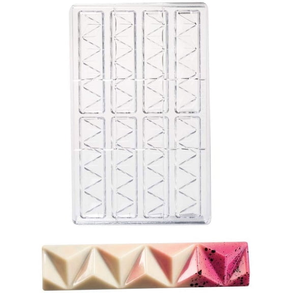 Martellato Polycarbonate Chocolate Mold, Pyramidal Bar 123mm x 27mm x 12mm High, 8 Cavities