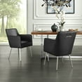 thumbnail image 1 of Marten Black/Chrome PU Leather Dining Chairs, Pack of 2, Chrome Silver Finish Handle and Legs, with Arms, 1 of 9