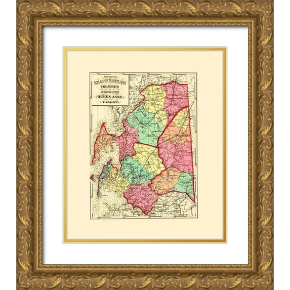 Martenet 15x17 Gold Ornate Wood Framed with Double Matting Museum Art Print Titled - Caroline Queen Anne Talbot Maryland