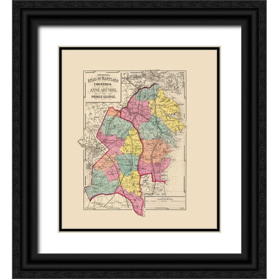Martenet 20x22 Black Ornate Wood Framed with Double Matting Museum Art Print Titled - Prince George Anne Arundel Maryland