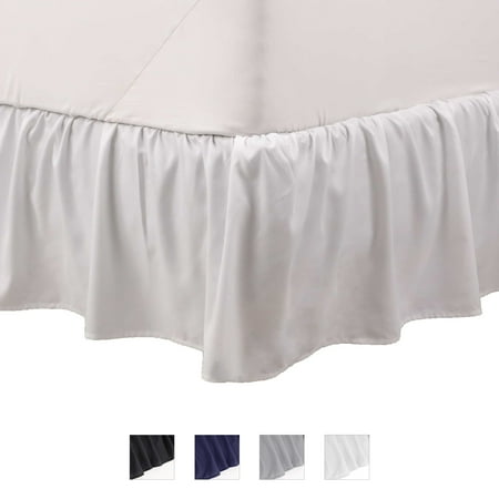 Martex Full Bed Skirt | Ruffled 100% Microfiber Dust Ruffle | 16" Drop | White