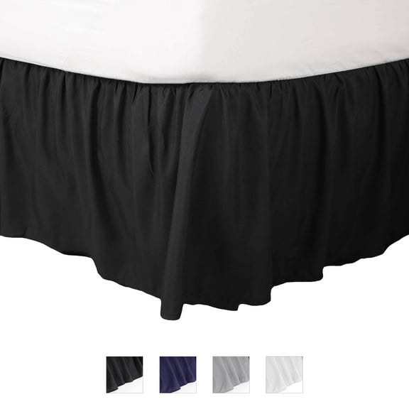 Martex Twin Bed Skirt | Ruffled 100% Microfiber Dust Ruffle | 16" Drop | Black