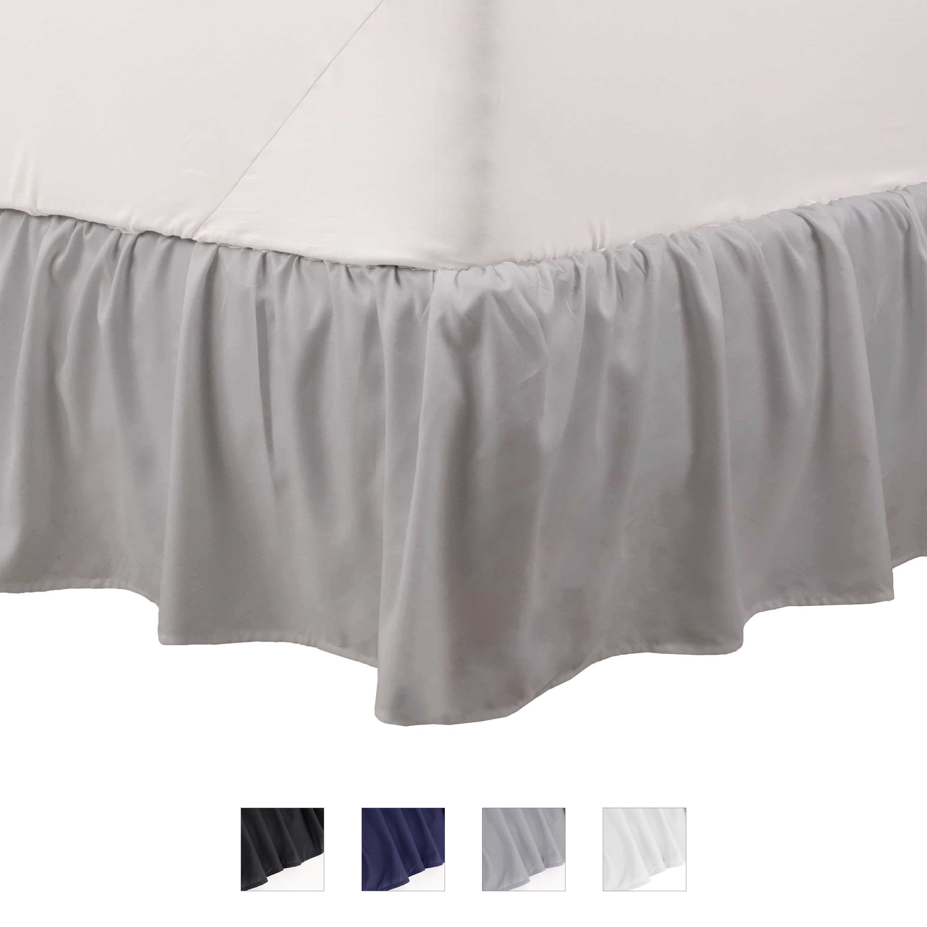 Martex Twin Bed Skirt | Ruffled 100% Microfiber Dust Ruffle | 16" Drop | Grey