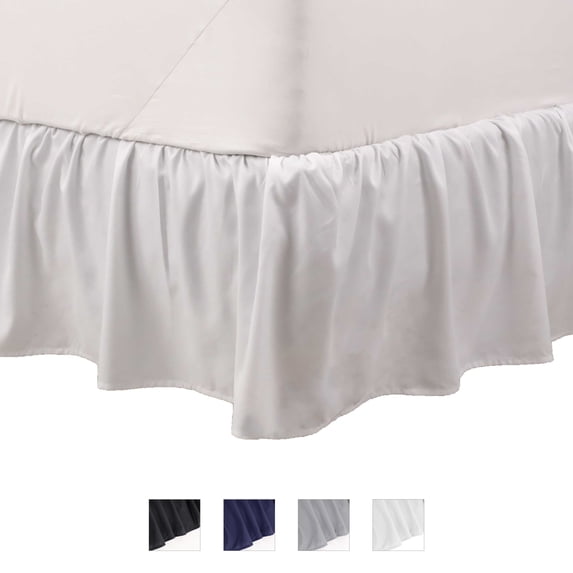Martex Twin Bed Skirt | Ruffled 100% Microfiber Dust Ruffle | 16" Drop | White