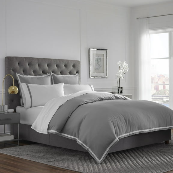 Martex 2000 Series Microbrushed Duvet Cover Set, King, Gray/White