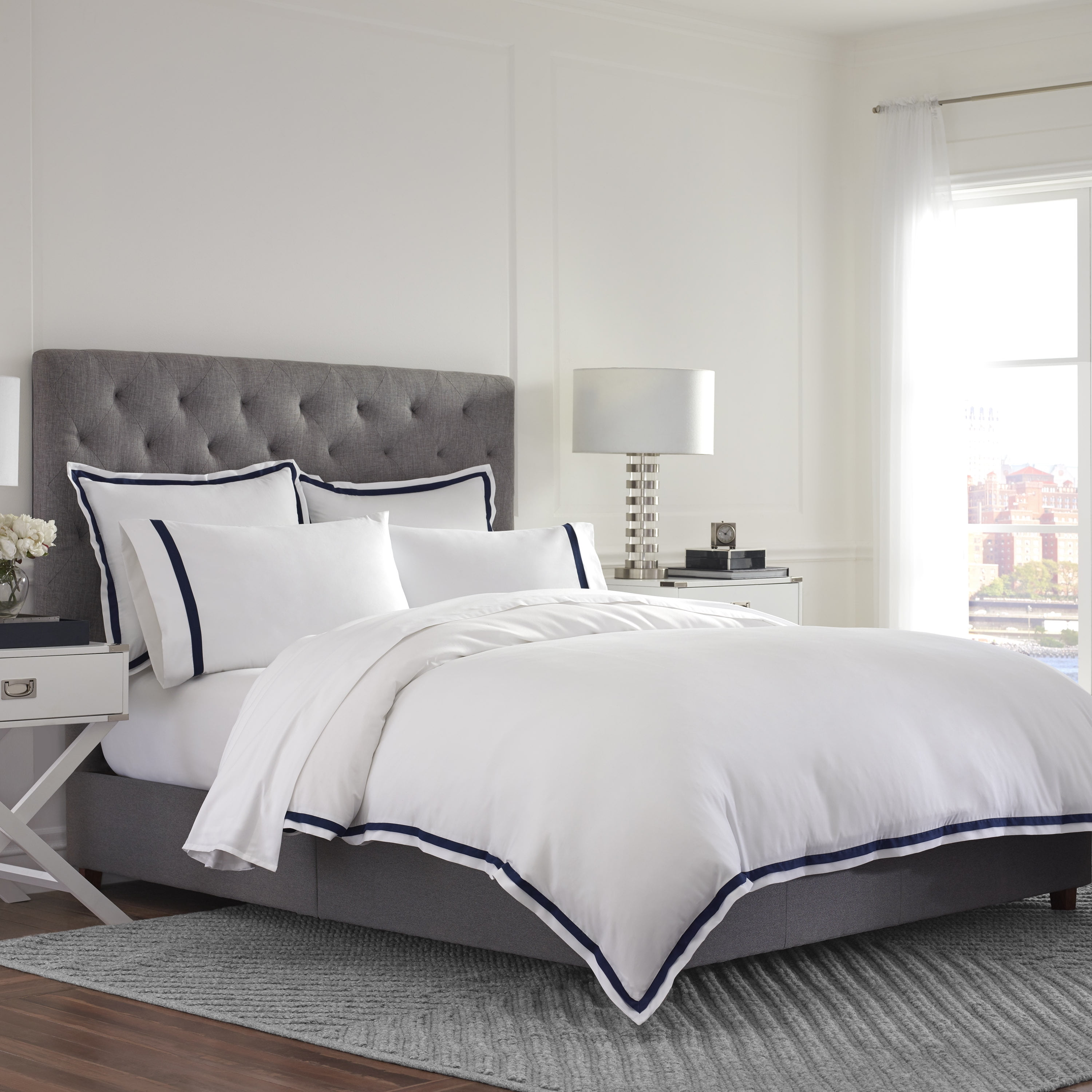 Martex 2000 Series Microbrushed Duvet Cover Set, King, Khaki/White