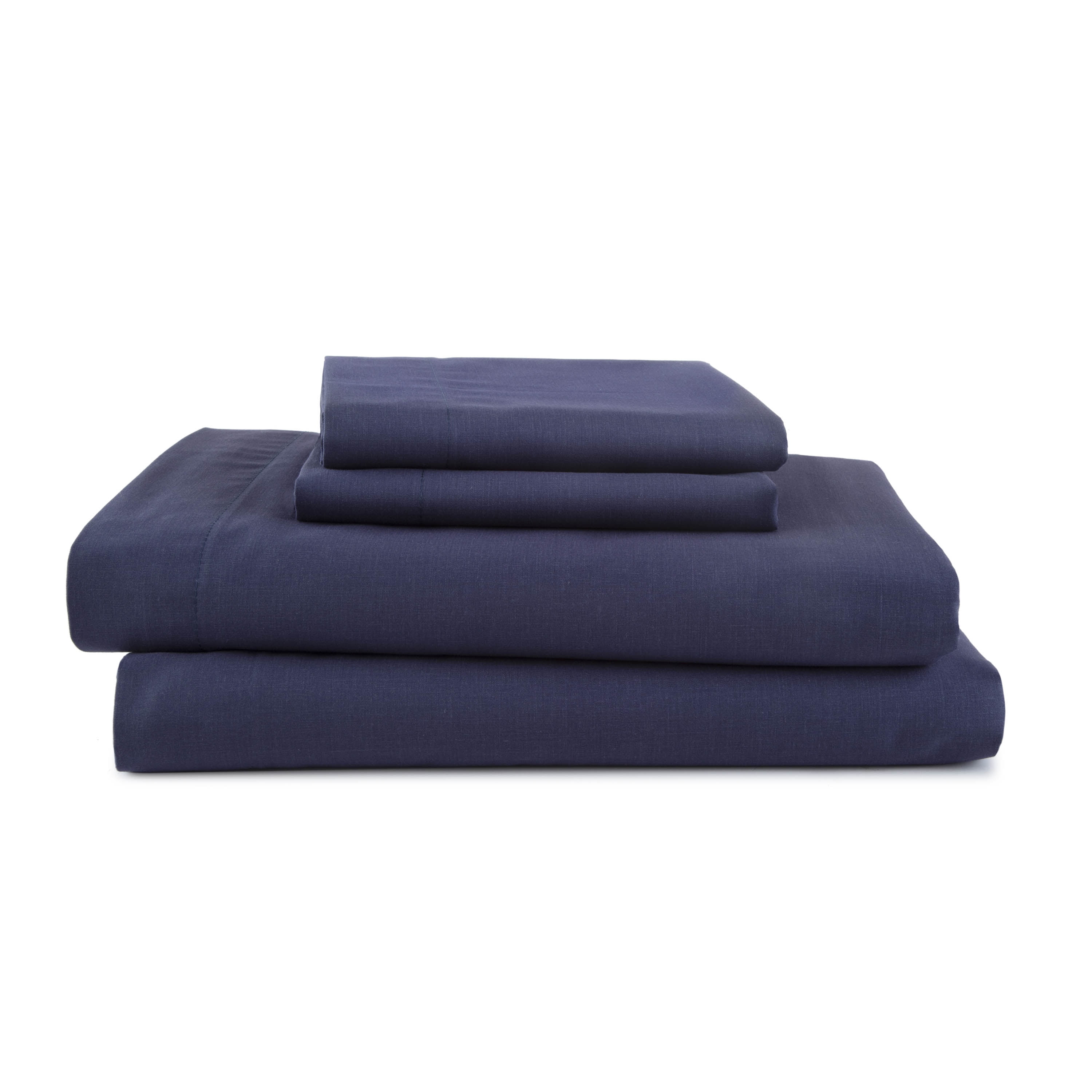 Navy Twin Cotton Polyester Percale Sheet Set