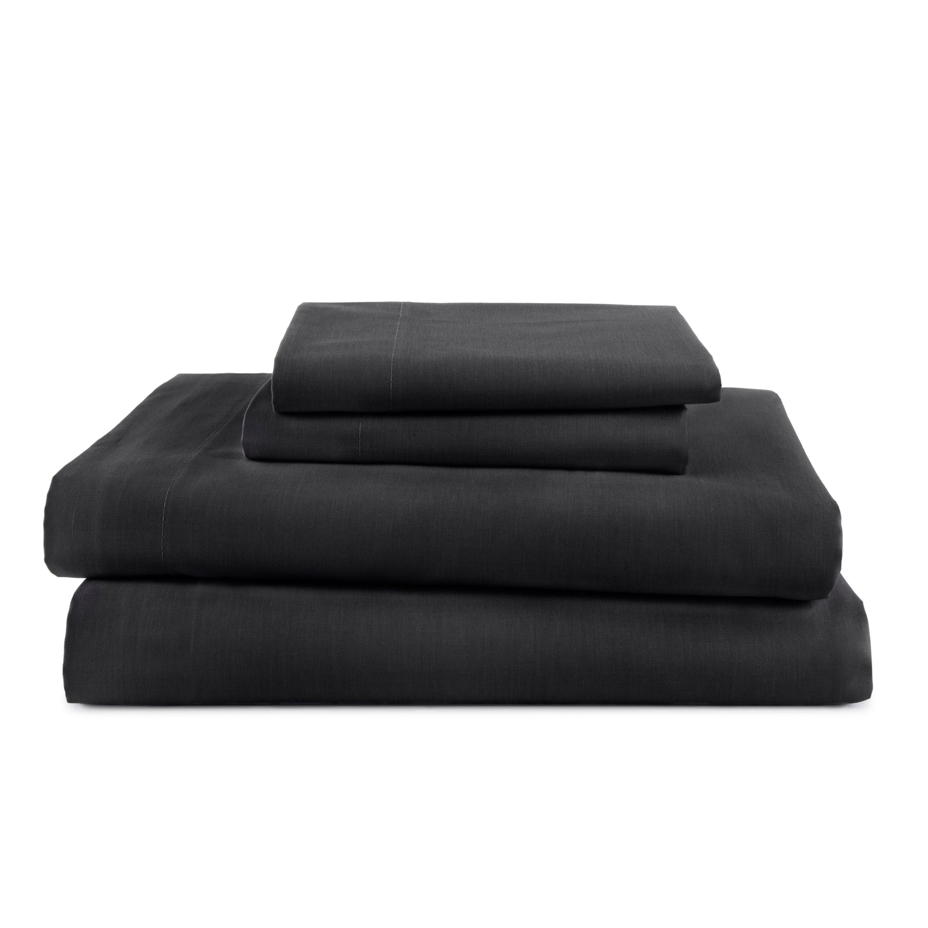 Soft Lightweight Brushed Cotton Blend Bed Sheet Set – 4-Piece Full – Black