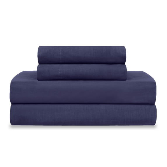 Soft Lightweight Brushed Cotton Blend Bed Sheet Set – 4-Piece Full – Navy