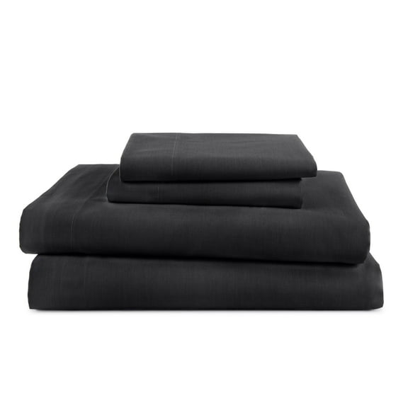 Soft Lightweight Brushed Cotton Blend Bed Sheet Set – 4-Piece King – Black