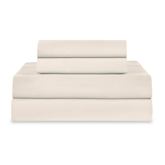 Soft Lightweight Brushed Cotton Blend Bed Sheet Set – 4-Piece King – Ivory