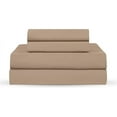 thumbnail image 1 of Soft Lightweight Brushed Cotton Blend Bed Sheet Set – 4-Piece Queen – Beige, 1 of 11