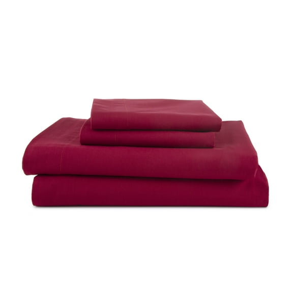 Soft Lightweight Brushed Cotton Blend Bed Sheet Set – 4-Piece Queen – Red