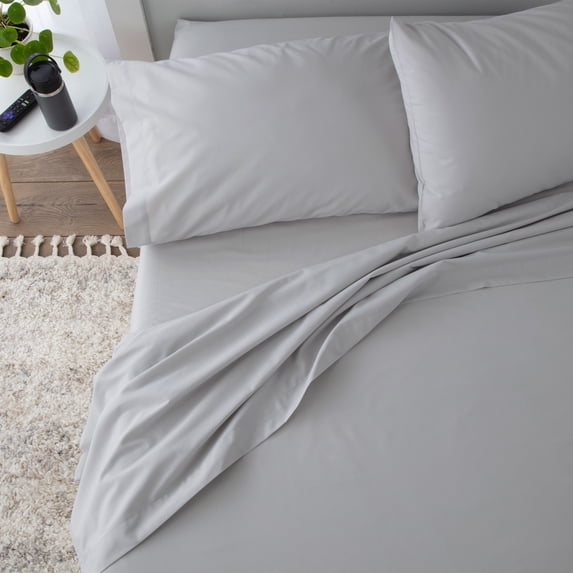 Martex 225 Thread Count Cotton Rich Bed Sheet Set – Soft Durable Wrinkle Resistant – 3-Piece Twin – Grey