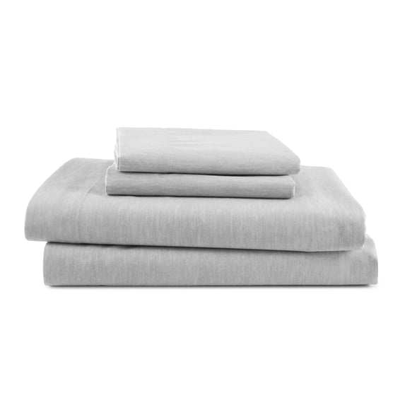 Soft Lightweight Brushed Cotton Blend Bed Sheet Set – 3-Piece Twin – Heathered Grey