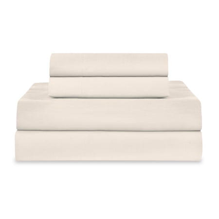 Soft Lightweight Brushed Cotton Blend Bed Sheet Set – 3-Piece Twin – Ivory