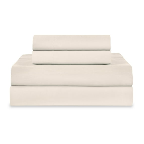 Soft Lightweight Brushed Cotton Blend Bed Sheet Set – 3-Piece Twin – Ivory