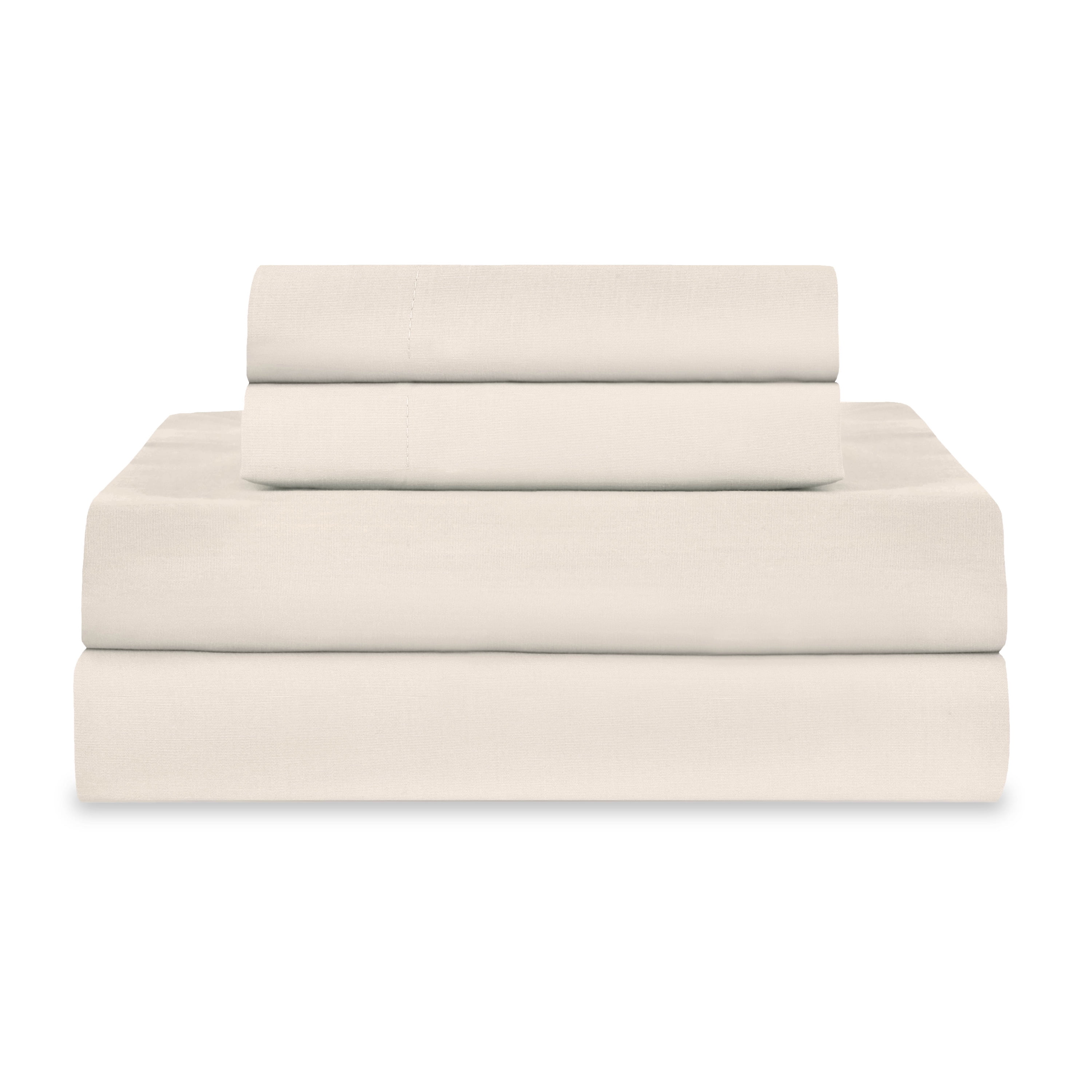 Ivory Twin XL Cotton Polyester Percale Sheet Set