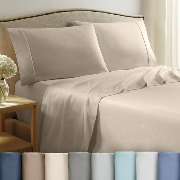 Soft Lightweight 400TC 100% Cotton Sateen Bed Sheet Set – 4-Piece Full – Ivory