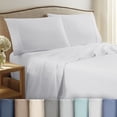 thumbnail image 1 of Soft Lightweight 400TC 100% Cotton Sateen Bed Sheet Set – 4-Piece Queen – White, 1 of 8