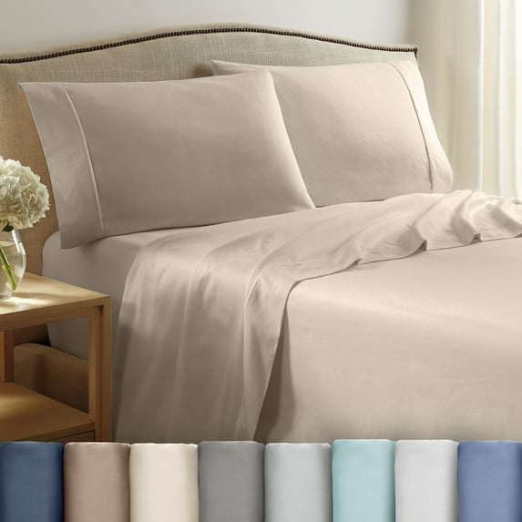 Soft Lightweight 400TC 100% Cotton Sateen Bed Sheet Set – 3-Piece Twin – Ivory